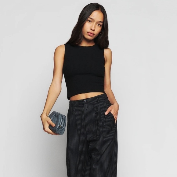 REFORMATION Daxton Knit Tank In Black - Picture 4 of 8